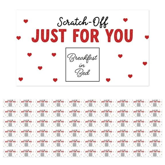 Koyal Wholesale 60 Pre-Printed DIY Scratch-Off Vouchers Couples Date Cards, Hearts, Valentine's Day Love Coupons