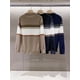 thumbnail image 4 of Suéter de lana de cuello redondo holgado con bloques de colores y rayas clásicas de invierno para hombre, suéter de punto cálido, 4 of 5