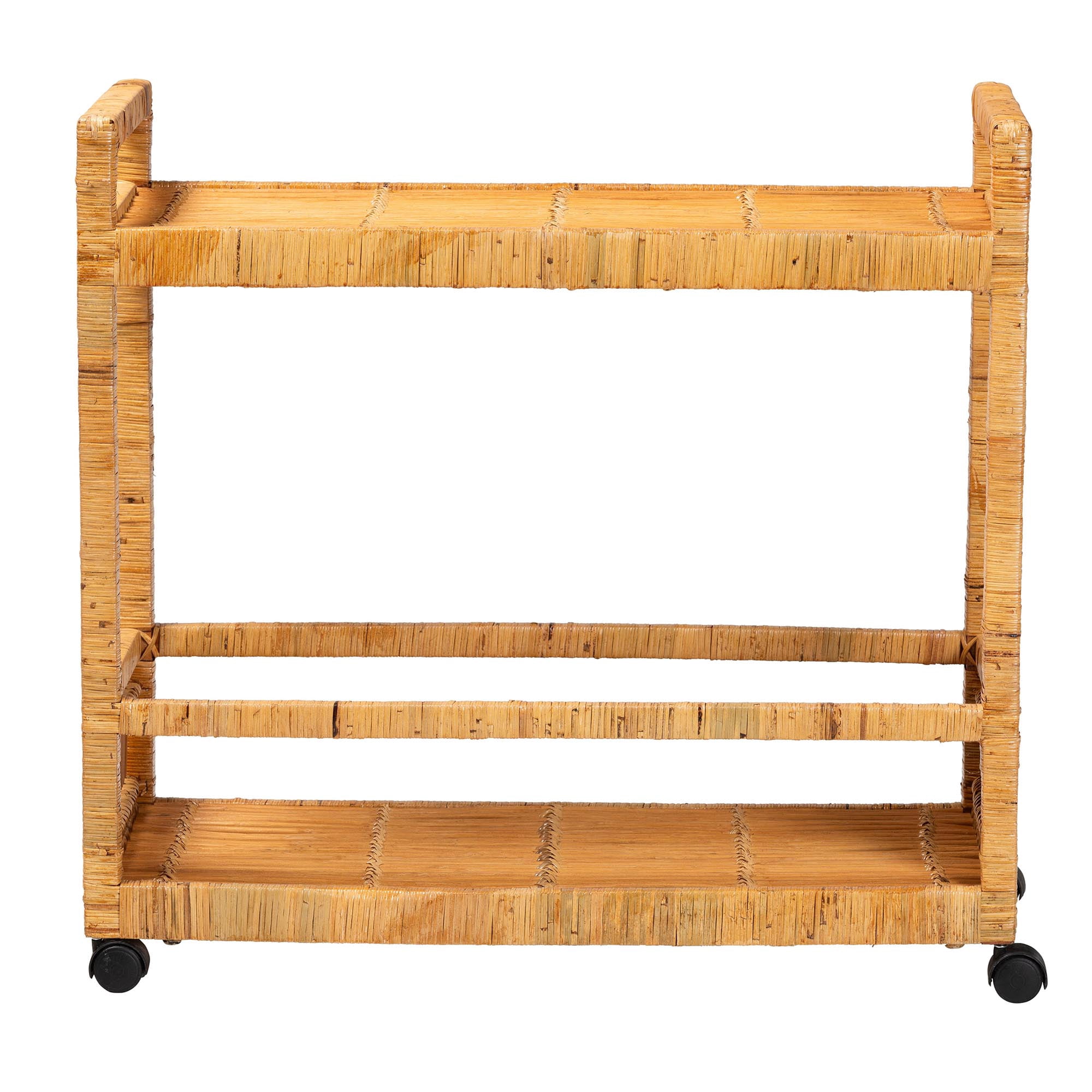 bali & pari Genet Rattan BOHO Kitchen Cart, Natural Brown
