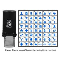 Printtoo Personalized Easter Theme Icons Round Rubber Stamp Self Inking Stamper 12 mm-Blue