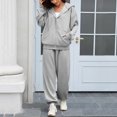 thumbnail image 6 of Enjoytime Winter Outfits for Women 2025 Solid Color Long Sleeve Zip Up Hoodie Casual Straight Leg Pants 2 Piece Set Fashion Trendy Sweatsuits, 6 of 8