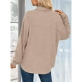 thumbnail image 3 of Women's Button Down Shirt Waffle Knit Tops Long Sleeve Dressy Casual Loose Fit Shirt with Pocket, 3 of 5