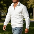 thumbnail image 4 of HOMADLES Men's Full Zipper Sweatshirts Stripe Print Winter Warm Jacket Long Sleeve Casual Jacket White Size L, 4 of 9