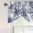 thumbnail image 5 of Vintage Nautical Tie Up Valances Curtain, Adjustable Kitchen Summer Navy Blue Compass Shell Starfish Map Valances for Windows Decor, Rod Pocket Short Curtains Set for Bedroom/Bathroom, 42"x12", 5 of 9