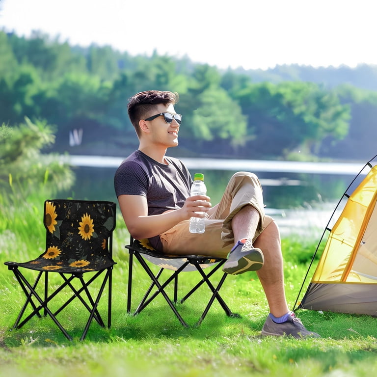 600D Oxford Camping Chair Portable Foldable Chair Supports 220 lbs
