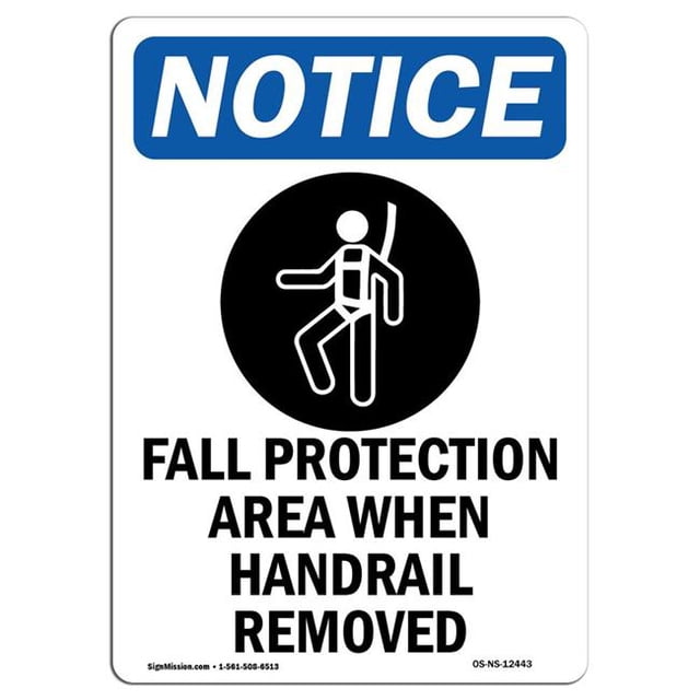 SignMission OS-NS-A-1014-V-12443 Panneau d'Avis OSHA 10 x 14 Po - Zone de Protection contre les Chutes