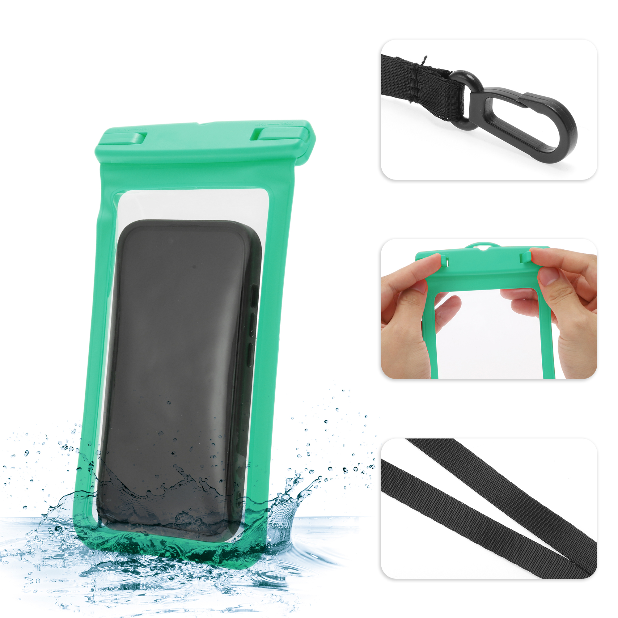 Unique Bargains 2 Pcs Mobile Bag Waterproof Case Compatible for Phone 4.53x8.27 Green