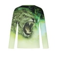 thumbnail image 5 of Yaoyar Men's T-Shirt Novelty Long Sleeve Tops 3D Lion Graphic Print Pullover Blouses Casual Round Neck Leisure Holiday Tees,Green,3XL, 5 of 5