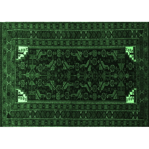 Ahgly Company Indoor Rectangle Persian Emerald Green Traditional Area Rugs, 2' x 4'