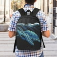 thumbnail image 6 of Goofa Ocean Turtle Pattern 17in Student Backpack - School, Travel, Work Bookbag -Laptop Backpack,Water Resistant College School Computer Bag, 6 of 6