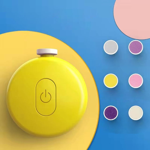 Cortaúñas para bebés, herramienta pulidora de uñas de bajo ruido, 6 cabezales de molienda, tijeras de manicura para niños recién , AMARILLO 7x2x7.7cm Yotijar Cortauñas eléctrico