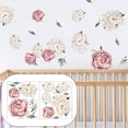 thumbnail image 2 of Vinilos decorativos de pared con flores para salón: pegatina de peonía para decoración de paredes Rosa oscuro, 2 of 7