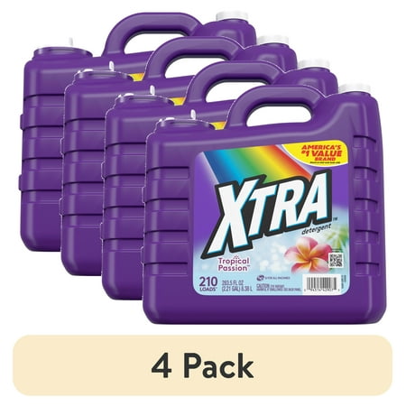 (4 pack) XTRA Tropical Passion, 210 Loads Liquid Laundry Detergent, 283.5 Fl oz