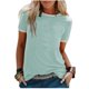 thumbnail image 2 of Camiseta de mujer Blusa informal de manga corta con costuras en bloques de color, Azul cielo, L seitruly AP002400-03, 2 of 5