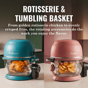 Fritaire, Self-Cleaning Glass Bowl Air Fryer, 5 Qt, 6 One-Touch Functions, BPA/Teflon Free, White