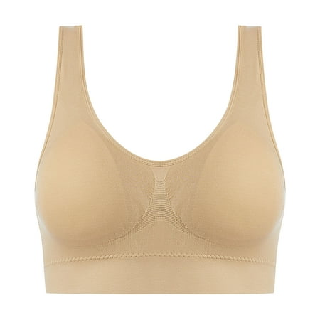 

REORIAFEE Comfortable Bras for Women Comfortable One Piece Wireless Vest Breathable Push Up Bra Beige L