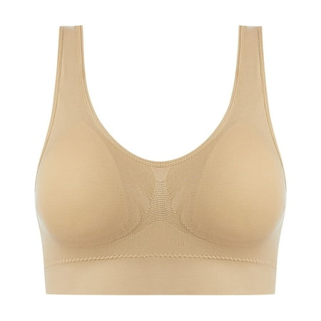 

REORIAFEE Comfortable Bras for Women Comfortable One Piece Wireless Vest Breathable Push Up Bra Beige L