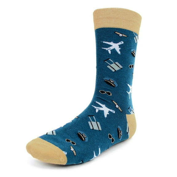 Urban-Peacock Men's Novelty Fun Socks - Airline Pilot / Planes - 1 Pair