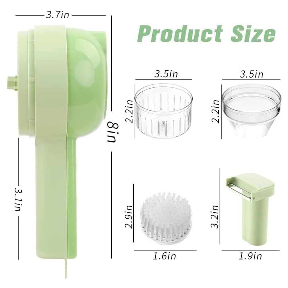4 In1 Wireless Vegetable Processor Chop Whisk Clean Recharge, Smart Kitchen Appliances Chopper Vegetable Cutter Electric Slicer Ultimate Multi-Functional Small Hand Held Food Egg Onion Chopper