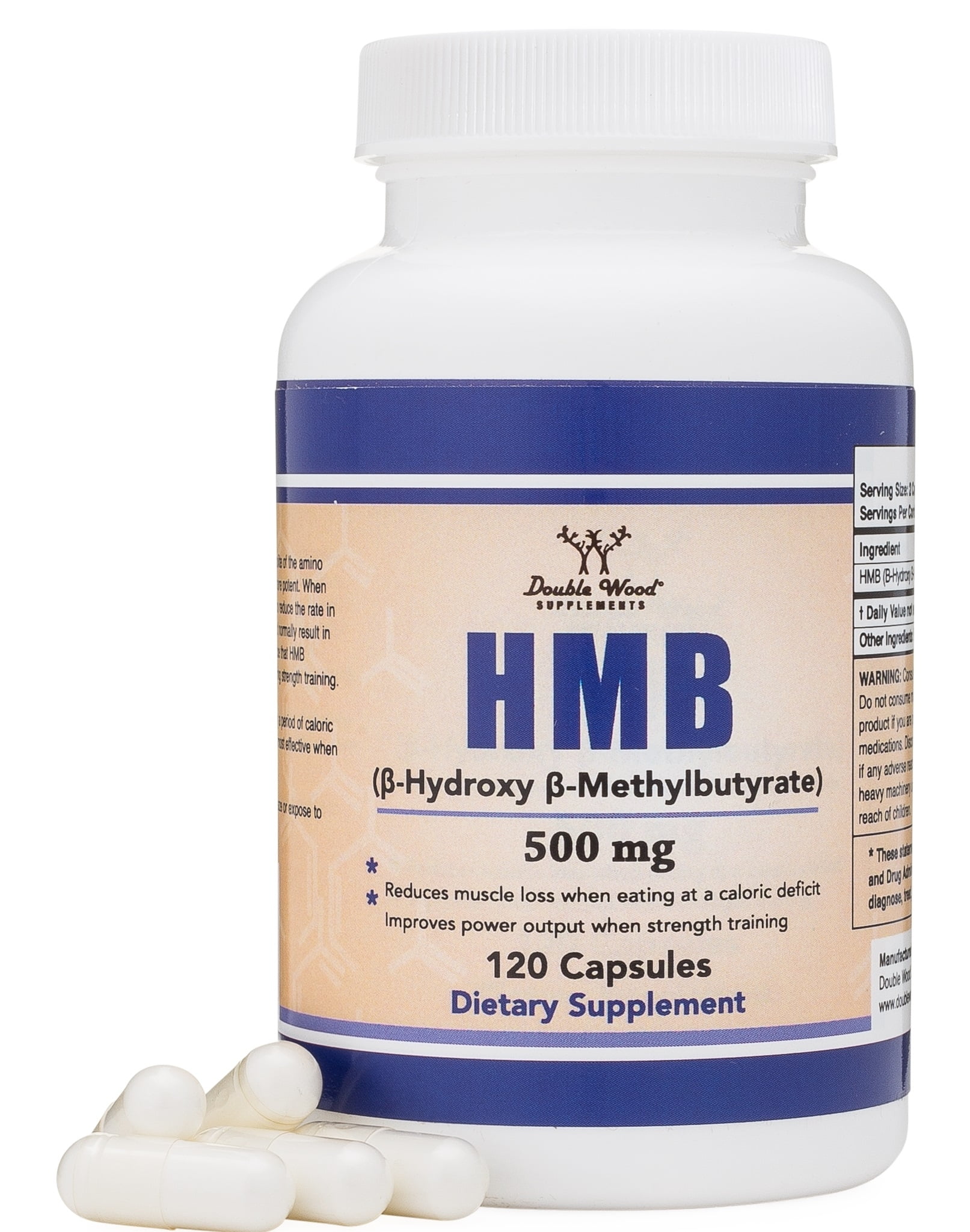 HMB Supplement, 120 Capsules, 1000mg per serving, 500mg per capsule
