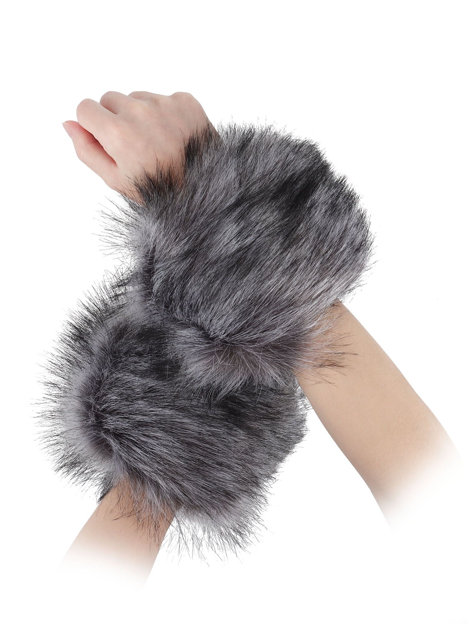 Gustave 2 Pieces Faux Fur Headband Hat and Wrist Cuffs Set  display picture 2