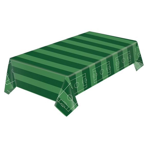 Disposable Soccer Tablecloth, Football Field Pattern Plastic Table Cover, Oil-Proof Leak-Proof Decoration for Game Viewing, Sports Birthday And Fan Party Supplies, 1 Tablecloth