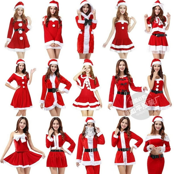 Nuevo vestido de moda 2019, nuevo disfraz de Cosplay para mujer, ropa de espectáculo de Papá Noel navideño, bata de baile roja sexy