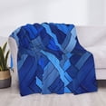 thumbnail image 6 of Horizontal Flannel Blanket Is Light Warm Soft Anti-Pilling Anti-Wrinkle Anti-Allergy And No Hair Loss For Bed And Sofa Camping Travel Royalblue Geometric Lines_3, 6 of 8