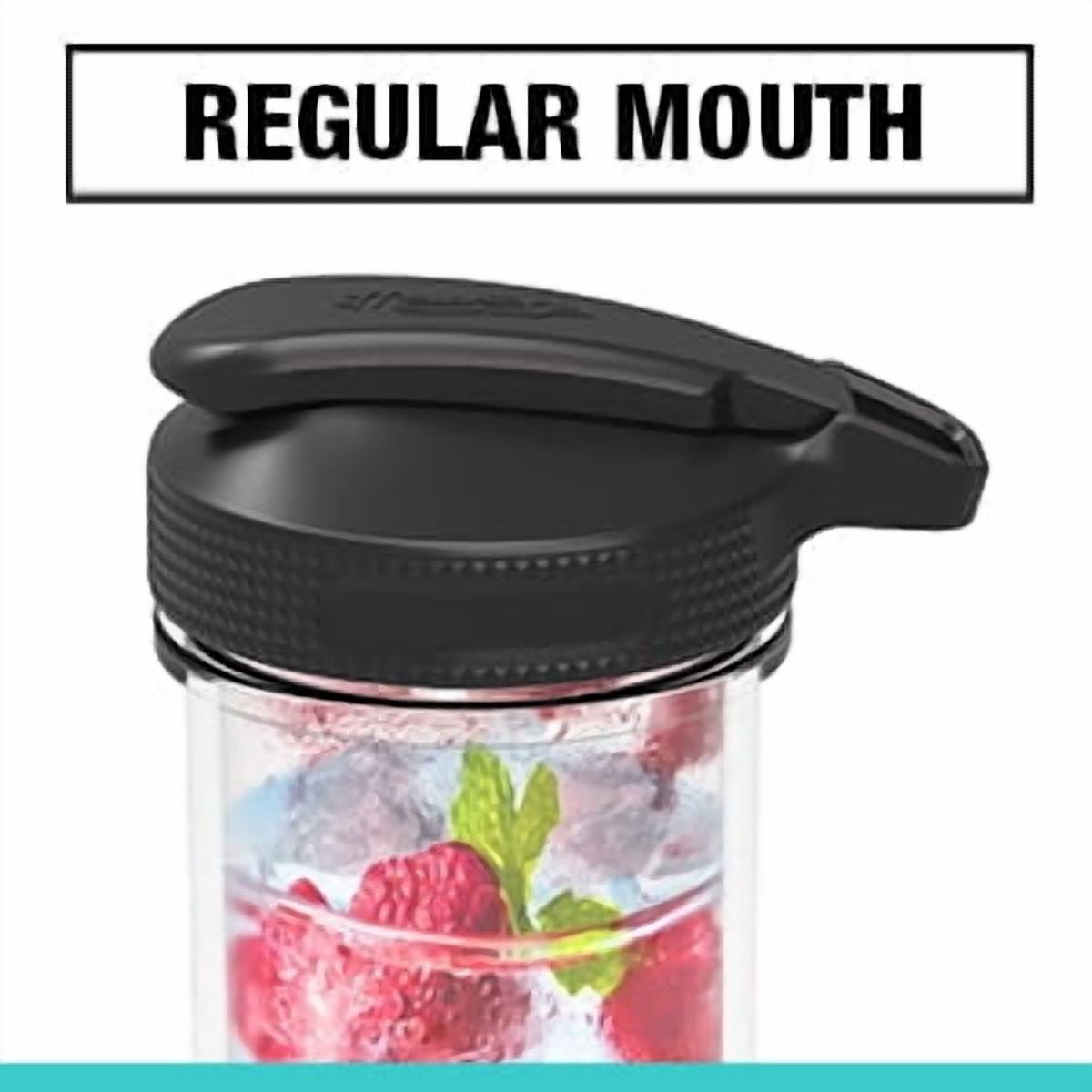 (4 pack) Masontops Regular Mouth Mason Jar Lid with Flip Top Pour Spout, Reusable Plastic Canning Jar Lid for Liquid and Dry Food Storage, BPA-Free and Dishwasher Safe, Black