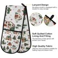 thumbnail image 2 of Yayeee Double Oven Mitt Kitchen Heat Resistant Baking 35" x7" Quilted Glove, Brown Christmas House, 2 of 6