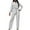White, variant on Dealovy Jumpsuits for Women 1 Piece Polka Printed Loose Casual V-Neck Long Sleeve Wide Leg Pants Rompers
