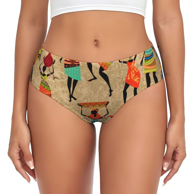 Balery Dancing African Women Ropa Interior de Algodón para Mujer con Dibujo – Braguitas Cómodas y Elásticas, Estilo Clásico-3X-Large