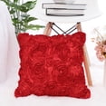thumbnail image 2 of PiccoCasa 3D Satin Rose Flower Throw Pillow Cover Shells,Pure Cushion Covers for Couch Sofa,16" x 16" Red, 2 of 7