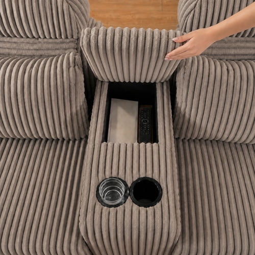145.7 Inch Oversized U-Shaped Modular Sectional Sofa with Lounge Chaise, Cup Holders & Hidden Storage - Compression Sofa for Home Theater & Luxury Living Room, Coffee