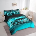 thumbnail image 3 of Manfei Speed Racing Car Twin Bedding Sets 7pcs for Teen Boys Men, Cyan Sports Car Bedding Comforter Set, Race Car Game Sheet Sets, Ultra Soft Home Decor, 3 of 8