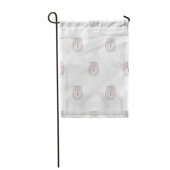 POGLIP Pattern Scandinavian Kids Doodles Monochrome Wild Bear Face Garden Flag Decorative Flag House Banner 12x18 inch