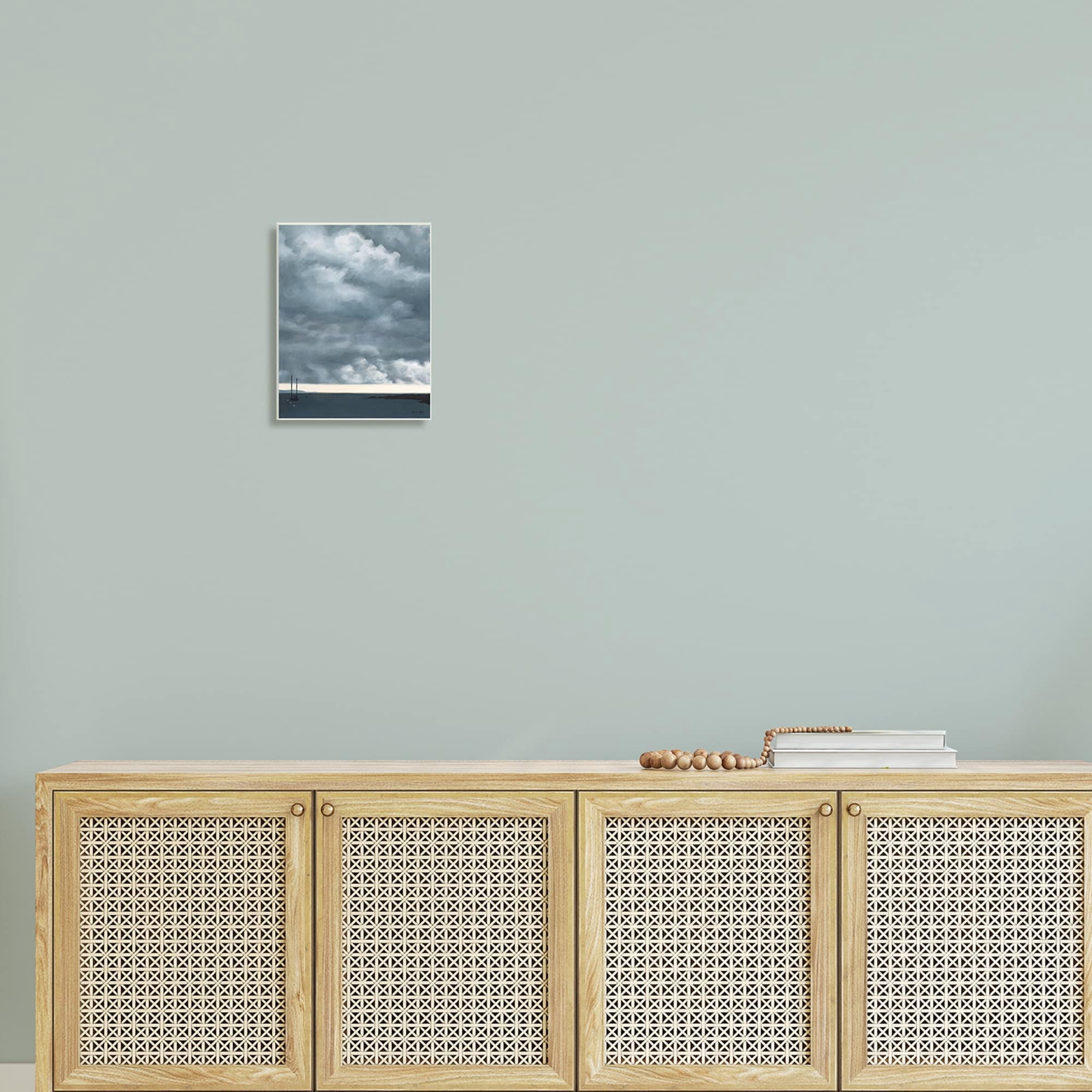 Stupell Industries Heavy Overcast Clouds Looming Ocean Water Boat Wood Wall Art, 13 x 19, Design by Jen Eitel