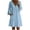 Light Blue, variant on Vivianyo HD Women's V-Neck Single Button Midi Dress, 3/4 Bell Sleeve Solid Loose Casual Dresses with Side Pocket for Women, Women's Beige, Sizes S-2XL