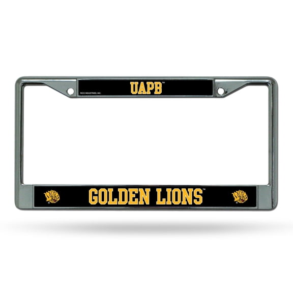 Arkansas Pine Bluff NCAA Golden Lions - 12" x 6" Standard Size - Chrome Metal License Plate Frame