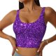 thumbnail image 1 of Fotbe Purple Glitter Sujetador Deportivo Largo sin Aros para Mujer con Almohadillas y Soporte Medio, Transpirable y Absorbente, Camiseta Tipo Chaleco o Tank Top-Large, 1 of 8