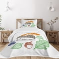 thumbnail image 3 of Ambesonne Hedgehog Quilted Bedspread Set 2 Pcs, Colorful Animal Food, Twin Size, Multicolor, 3 of 6