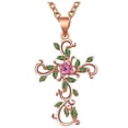 thumbnail image 1 of Cadenas Entrelazadas de Cruz EternalTwist01 1Pza Oro Rosa Collar Cruz/Flores Dije 2x3.2cm Metal., 1 of 4