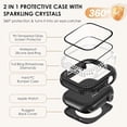 thumbnail image 3 of CHL-2-in-1 Waterproof Case for Apple Watch Series 11 10 42mm Screen Protector Case, Full Bling Diamond Protective Face Cover Apple Watch 11 10 42 mm Crystal Rhinestone Bumper iWatch Women, Black, 3 of 4
