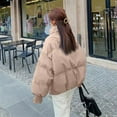 thumbnail image 4 of Stichou Women’s Winter Cropped Puffer Jacket Coat Short Warm Fall Fashion Quilted Jacket Khaki L, 4 of 4