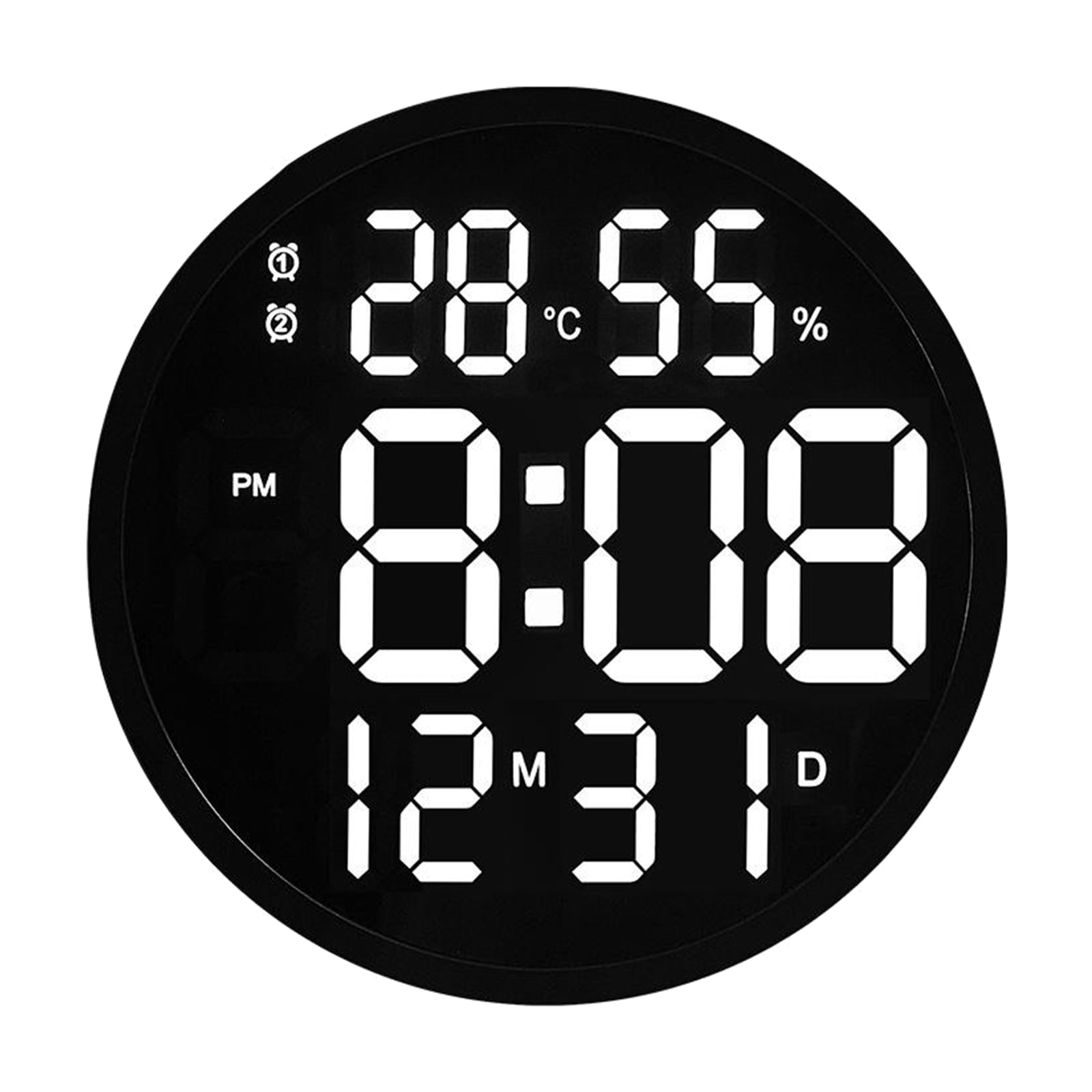 Electronic LED Digital Wall Clock With Temperature Humidity Display Home Clocks~ 