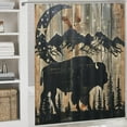 thumbnail image 5 of 4Pcs Farmhouse Silhouette Shower Curtain Sets, Bath Mat and Rugs, Bison Jungle Mountain Shower Curtain with Hooks for Bathroom, 5 of 8