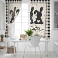 thumbnail image 5 of Black Grey Easter Blackout Curtains for Bedroom, Polka Dot Bunny Spring Vintage Plaid Checkered Thermal Insulated Kitchen Drapes with Grommets, Light Blocking Window Treatment, 2 Panels 42" x 45", 5 of 7