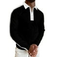 thumbnail image 5 of Outfmvch polo shirts for men Casual Splice Zipper Turn-Down Collar Long Sleeve Polos Shirt womens tops White, 5 of 9