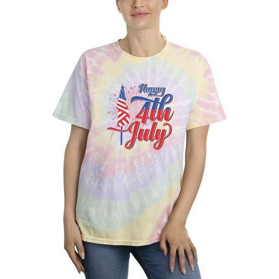 4Th July Flag Fireworks Tie Dye Spiral Women -Image by Shutterstock, Female x-Large
