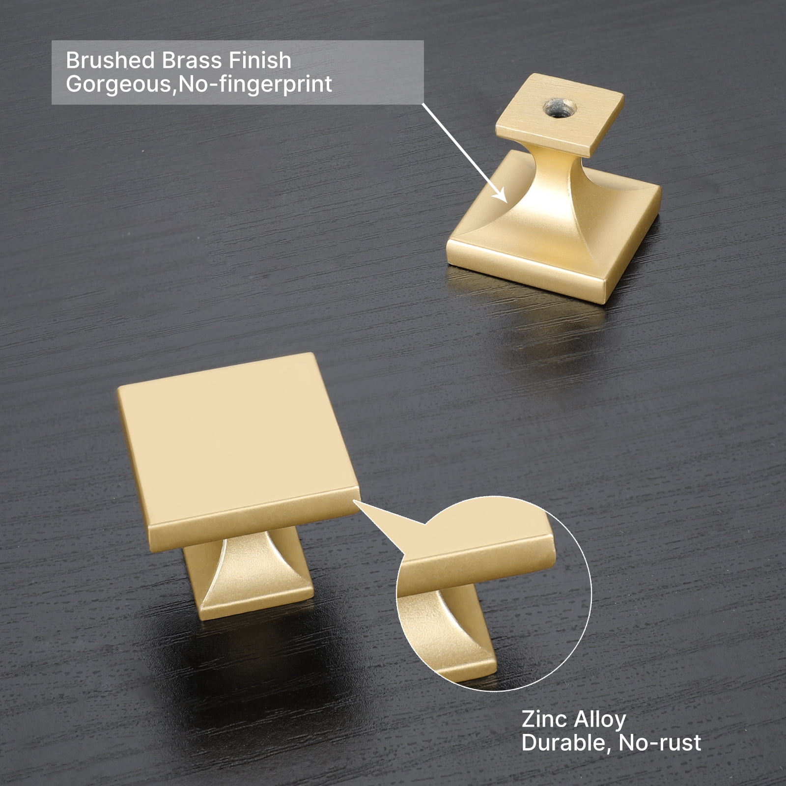 Homdiy 25 Pack Gold Cabinet Knobs Square Drawer Knobs Solid Kitchen Cabinet Hardware